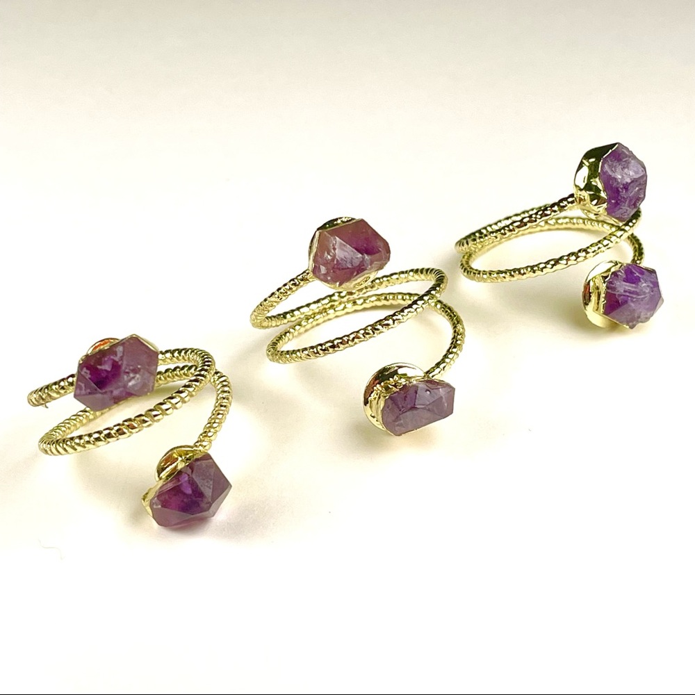 Natural Amethyst Stone Adjustable Ring - image 1